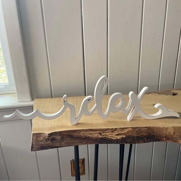 Other - $15 SALE Elegant White Relax Script Wall Art Beach Ocean Wave Mermaid Tail Wood